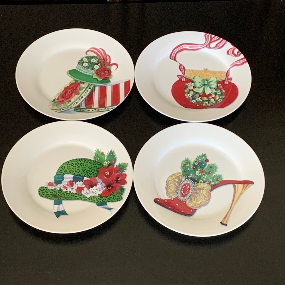 Punch Studios Holiday Couture 4 Piece Plate Set